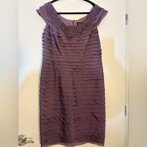 Adrianna Papell Purple Ruffled Dress.